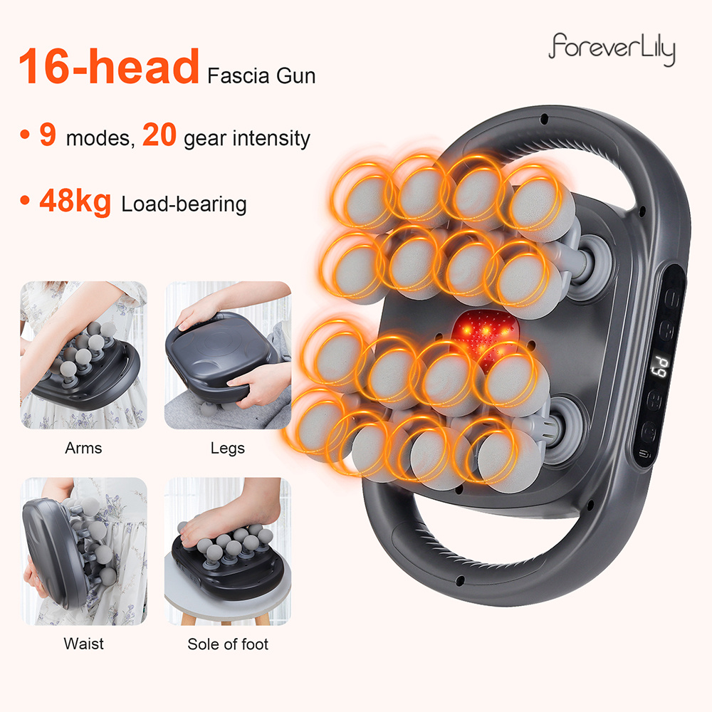 Massage Gun - Pistola de Fascia de 16 cabezales,